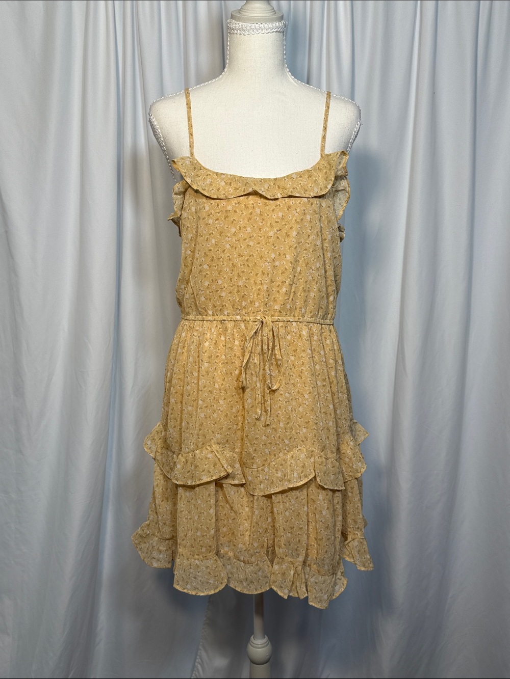 Promesa Yellow Floral Ruffle Mini Dress